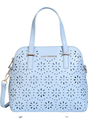 Lino Perros Blue Cut-Work Handheld Bag with Detachable Sling Strap