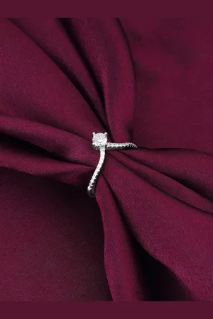 GIVA 925 Sterling Silver Rhodium-Plated Stone-Studded Finger Ring