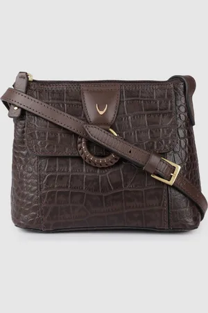 Hidesign Brown Textured Leather Sling Bag