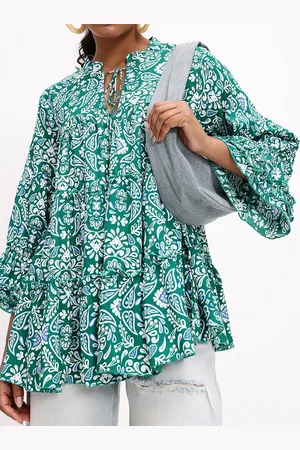 DressBerry Vintage-Inspired Paisley Print Tiered Top
