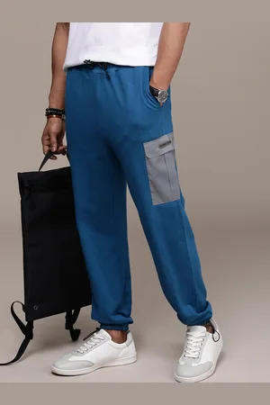FORCE IX Men Solid Relaxed Fit Mid-Rise Knitted Pure Terry Cotton Cargo-Style Joggers