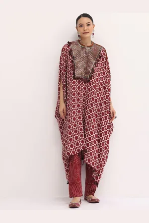 KALKI Fashion Printed Sequinned Kaftan Kurta with Trousers