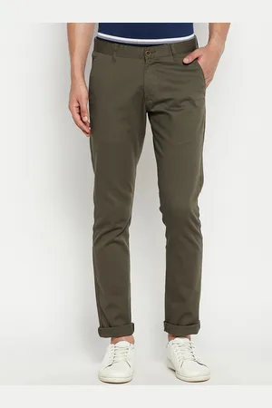 Duke Men Olive Green Slim Fit Trousers