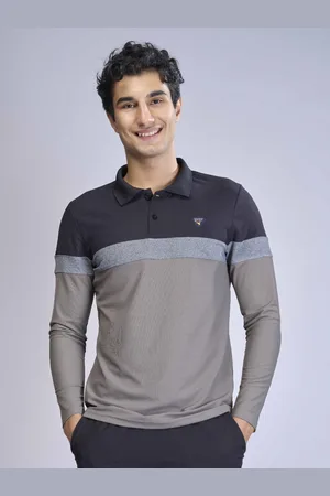 TECHNOSPORT Men Colourblocked Polo Collar UPF50 Slim Fit T-shirt