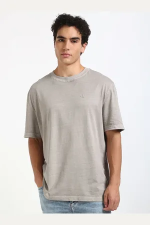 Calvin Klein Men Self Design Round Neck Cotton Relaxed Fit T-shirt
