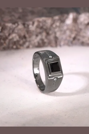 GIVA 925 Silver Black Rhodium Goal Oriented Ring For Him