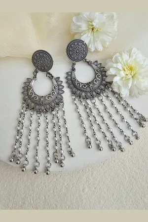 Binnis Wardrobe Silver-Toned Contemporary Drop Earrings