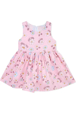 BAESD Girls Floral Printed Sleeveless Pure Cotton Maxi Fit & Flare Dress