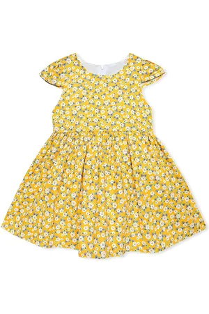 BAESD Girls Floral Print Round Neck Cotton A-Line Dress