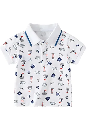 BAESD Kids Conversational Printed Polo Collar Pure Cotton T-shirt