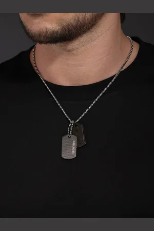 Police Men Stainless Steel Geometric Shaped Duet Pendants With Chains