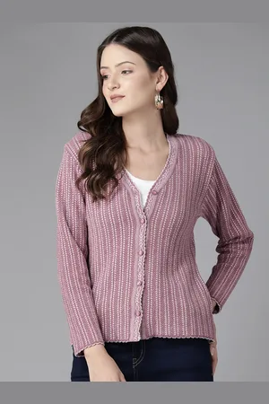 Cayman Women Self Design Woollen Cardigan