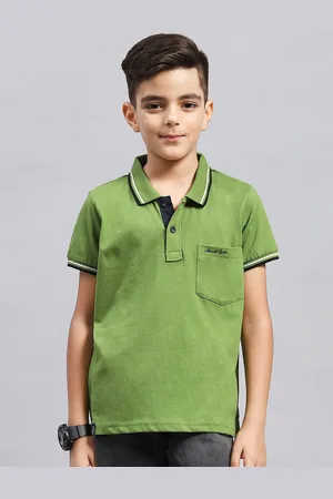 Monte Carlo Boys Solid Polo Collar Pockets T-shirt