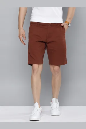 Mast & Harbour Men Rust Brown Solid Chino Shorts