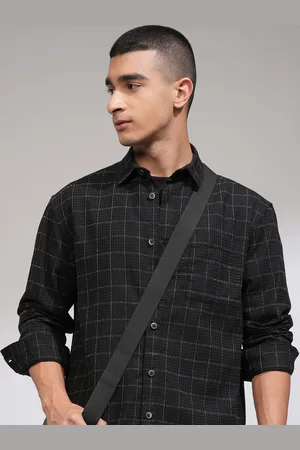 Highlander Men Waffle Dobby Textured Checked Relaxed Overshirt