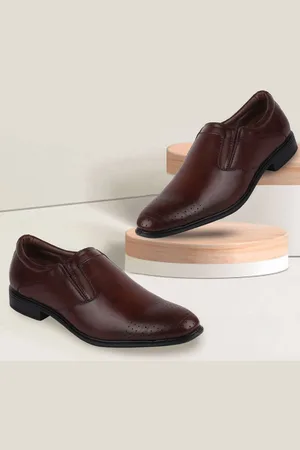 FAUSTO Men Brown Solid Formal Slip-On Shoes