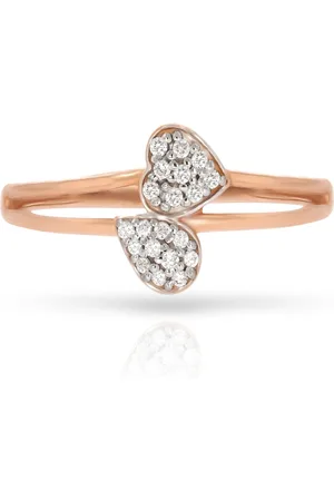 BHIMA 18K BIS Hallmark 750 Purity Rose Gold Love Leaf Diamond Ring