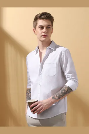 Dennis Lingo Men Self Design Spread Collar Full Sleeves Casual Shirt