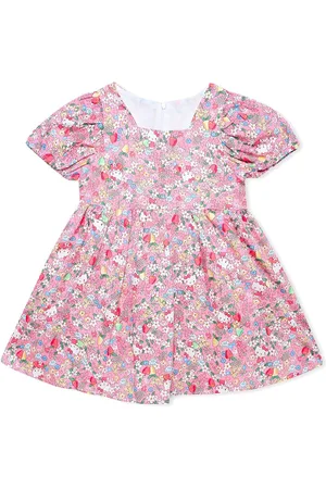 BAESD Girls Floral Printed Puff Sleeves Fit & Flare Dress