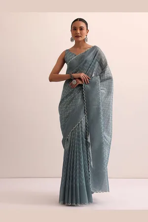 KALKI Fashion Printed Beads and Stones Geometric Saree
