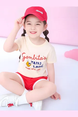 BAESD Girls Typography Printed Round Neck Cotton T-shirt