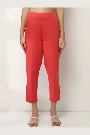 Rangriti Women Cotton Comfort Low-Rise Regular Trousers