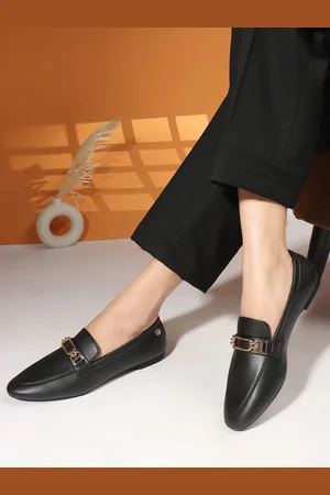 Elle Women Pointed Toe Slip-On Loafers With Buckles
