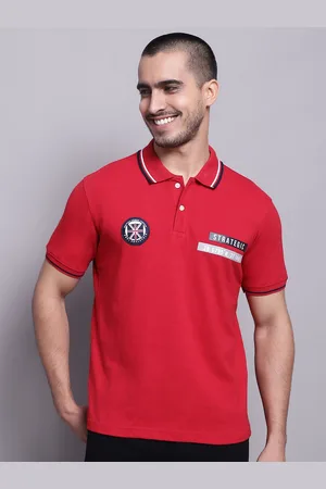 CANTABIL Typography Printed Polo Collar Cotton T-shirt