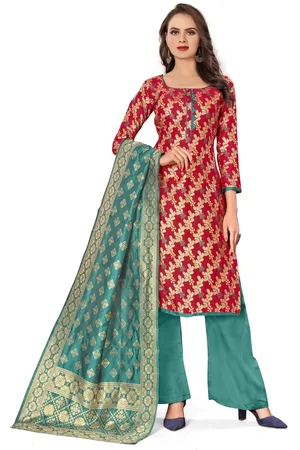 HERE&NOW Floral Woven Design Banarasi Unstitched Dress Material