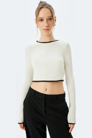 Koton Women V-Neck Extended Sleeves Pockets T-shirt