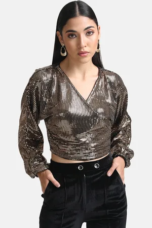 Kazo Embellished Wrap Crop Top