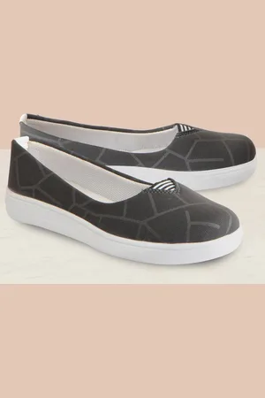 FAUSTO Women Grey Printed Canvas Ballerinas
