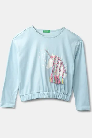 Benetton Girls Blue Printed Top