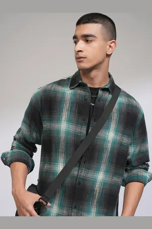 Highlander Men Oxford Dobby Textured Checked Relaxed Overshirt