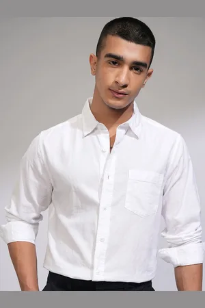 Highlander Men Spread Collar Textured Cotton Formal Shirt