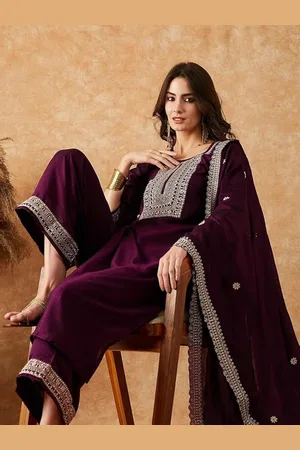 Moda Rapido Women Ethnic Motifs Embroidered Regular Pure Cotton Kurta with Trousers & With Dupatta