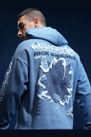 Highlander Warner Bros Rick Morty Men Oversized Drop Shoulder Hoodie Sweatshirt