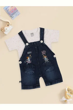 MeeMee Boys Embroidered Dungaree With Conversational Printed T-Shirt
