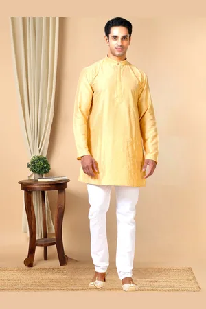 TATTVA Mandarin Collar Geometric Woven Design Straight Kurta