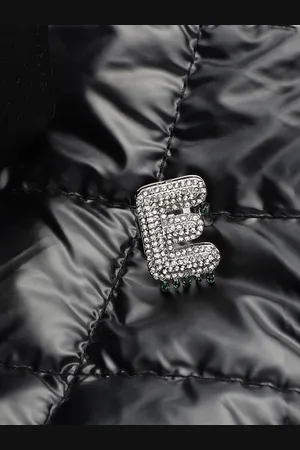 French Accent Men Silver-Plated Stone Studded E Alphabet Ring