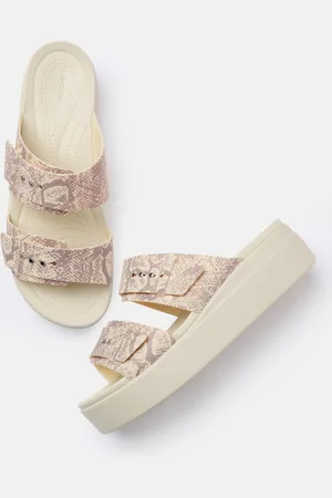 Crocs Women Snake Print Flatform Sandals