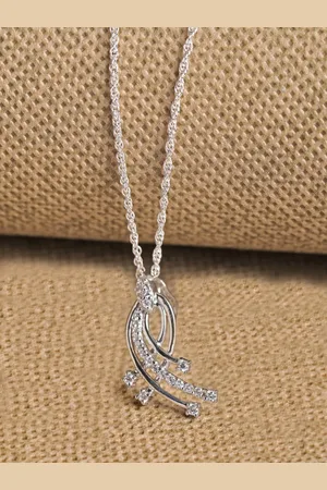 CLARA Women 92.5 Sterling Silver Rhodium-Plated CZ-Studded Pendant With Chain