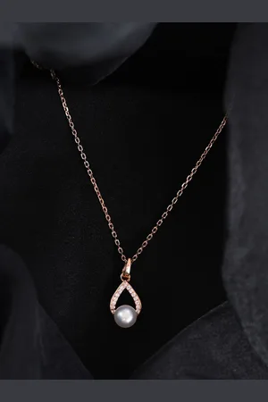 CLARA Rose Gold Plated 925 Sterling Silver Pearls Pendant with Chain