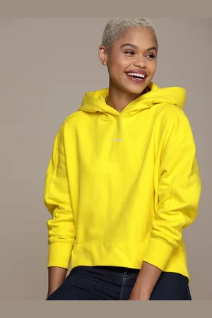 Calvin Klein Women Yellow Hooded Sweatshirt
