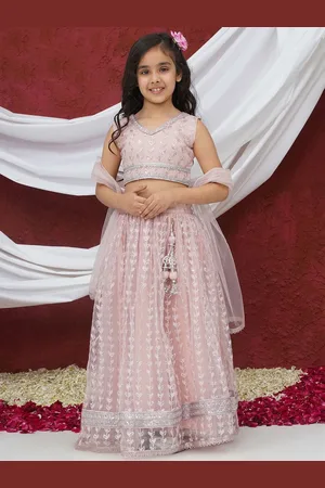 AJ DEZINES Girls Embellished Sequinned Ready to Wear Lehenga & Blouse With Dupatta