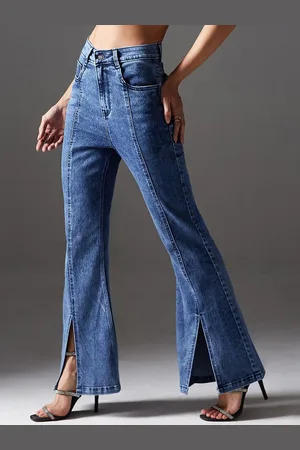 Miss Chase Women Bootcut High-Rise Heavy Fade Stretchable Jeans