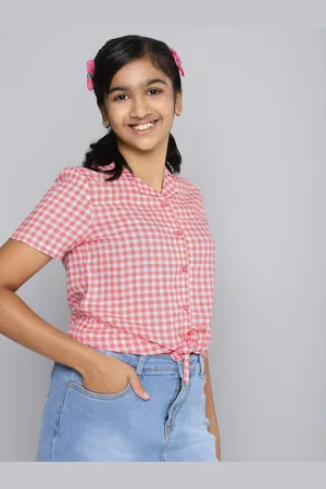 HERE&NOW Girls Checked Shirt Style Top