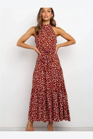 DressBerry Floral Print Halter Neck Maxi Midi Dress