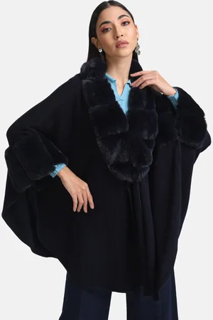 Kazo Women Navy Blue Longline with Fuzzy Detail Sweater