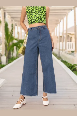 DressBerry Women Street Savvy Styles Frayed Hem Wide Leg Jeans